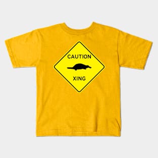 Caution Platypus Crossing Kids T-Shirt